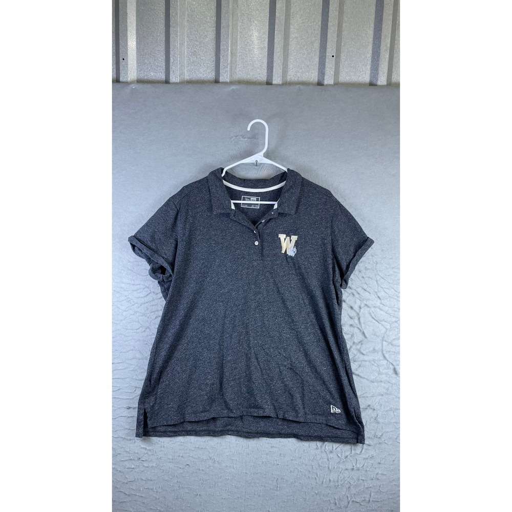 New Era Polo Shirt Mens 2XL Gray Excellent Washington Huskies Heathered Top